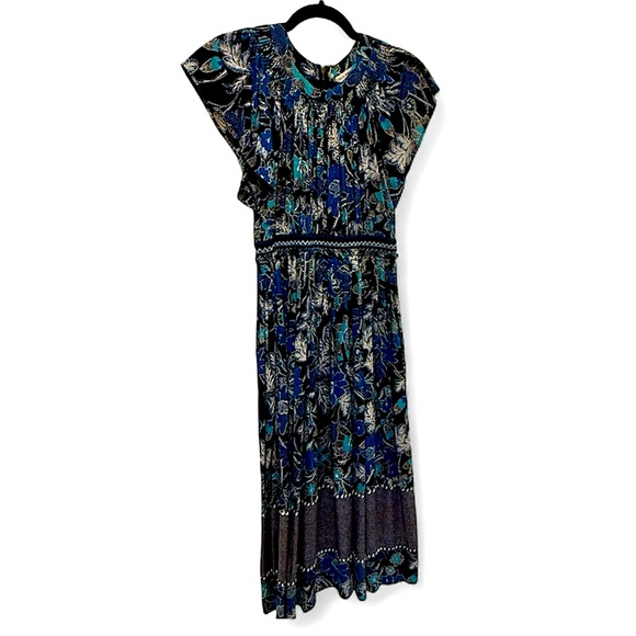 Ulla Johnson Lottie Midi Voile Dress | Lapis Blue Floral | Size 2 - Picture 7 of 16